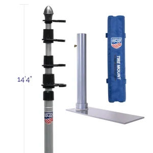 14' TELESCOPIC FLAGPOLE, TIRE MOUNT AND FOAM BUMPER