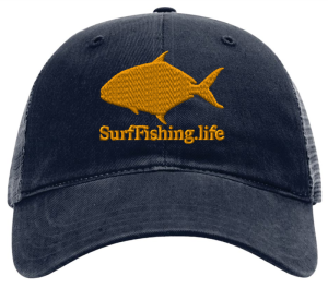 Pompano Embroidered Garment-Washed Navy Surf Cap