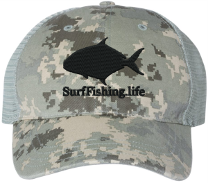 Pompano Embroidered Military Camo Soft Washed Cap