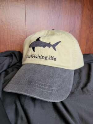 Shark Embroidered Garment-Washed Khaki Fishing Cap